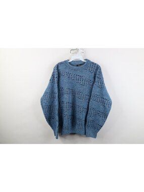Vintage 90s Streetwear Womens Medium Triblend Wool Knit Crewneck Sweater Rainbow
